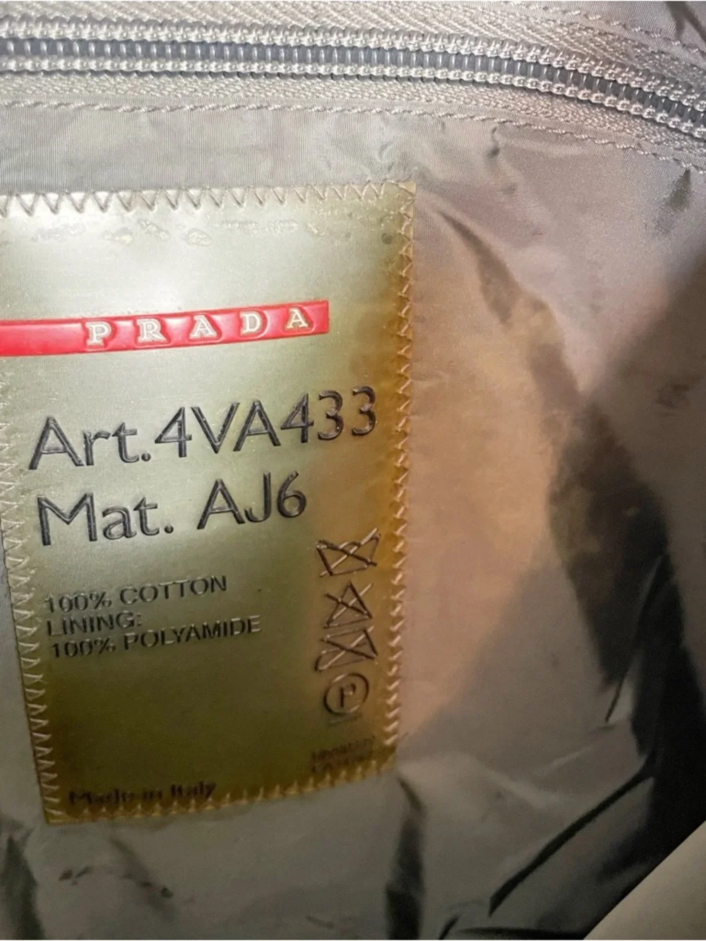 VINTAGE Prada Denim Crossbody Bag Red Leather Trim Y2K Canvas Messenger 4VA433 - Picture 9 of 14